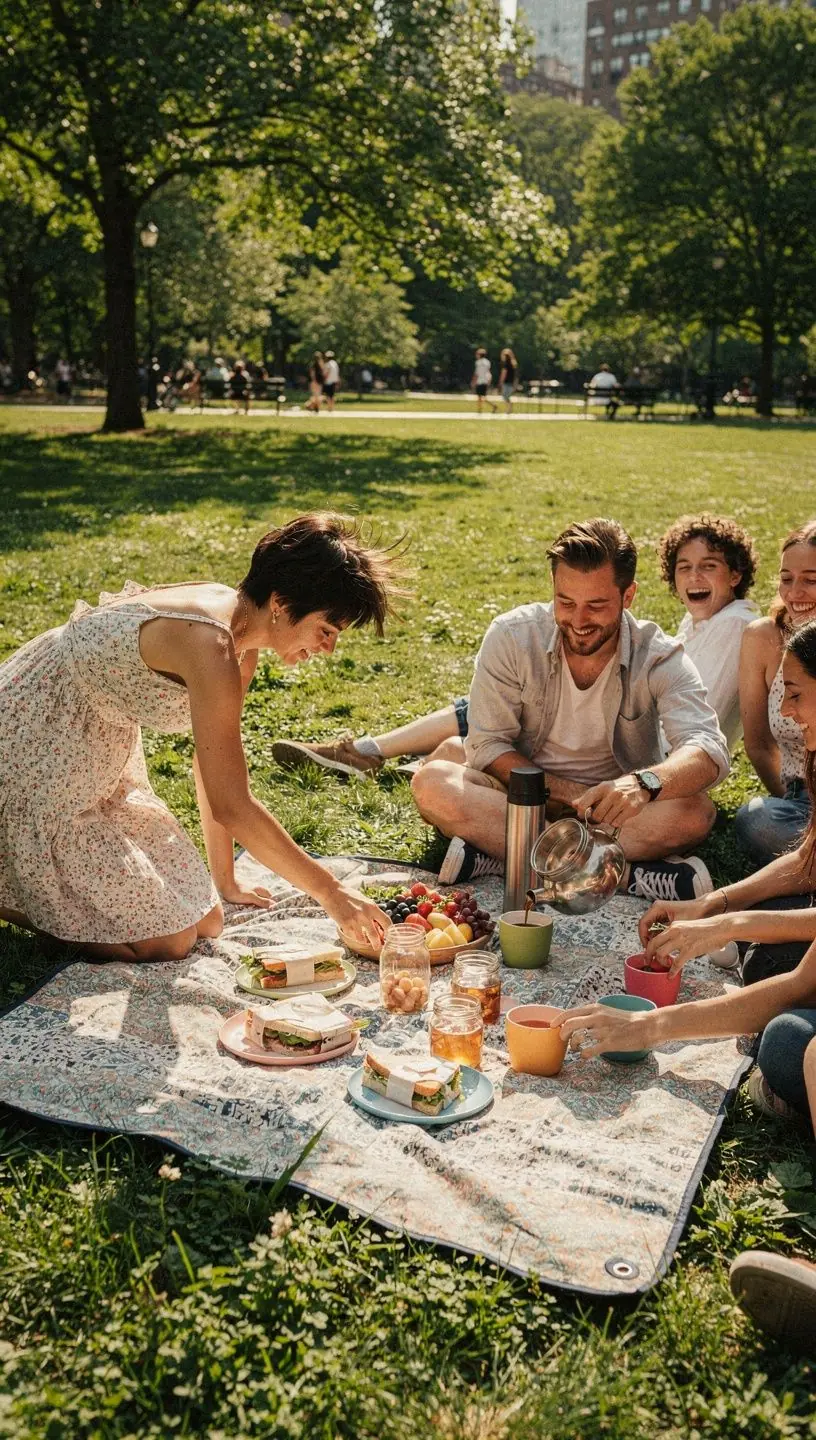 Šiltas pledukas ant fotelio, ant kurio padėtas arbatos puodelis ir mažas užkandis.